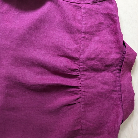 Chico's Magenta Pink Ruffle Sleeve Linen Roll Midi Dress - Picture 10 of 15